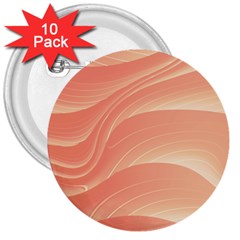 Coral Peach Swoosh 3  Buttons (10 Pack)  by SpinnyChairDesigns