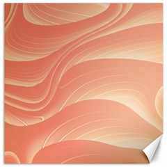 Coral Peach Swoosh Canvas 12  X 12  by SpinnyChairDesigns