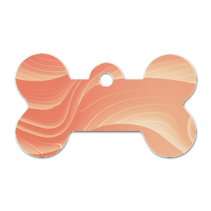 Coral Peach Swoosh Dog Tag Bone (Two Sides)