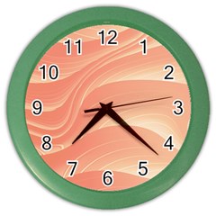 Coral Peach Swoosh Color Wall Clock by SpinnyChairDesigns