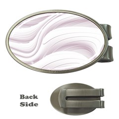 Pale Pink And White Swoosh Money Clips (oval)  by SpinnyChairDesigns