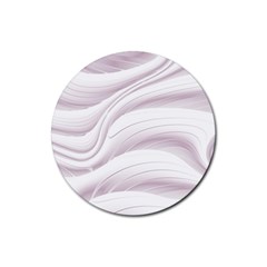 Pale Pink And White Swoosh Rubber Round Coaster (4 Pack)  by SpinnyChairDesigns