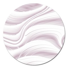 Pale Pink And White Swoosh Magnet 5  (round) by SpinnyChairDesigns