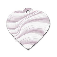 Pale Pink And White Swoosh Dog Tag Heart (two Sides) by SpinnyChairDesigns