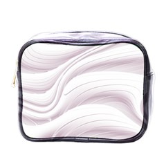 Pale Pink And White Swoosh Mini Toiletries Bag (one Side) by SpinnyChairDesigns