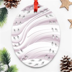 Pale Pink And White Swoosh Ornament (oval Filigree) by SpinnyChairDesigns