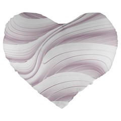 Pale Pink And White Swoosh Large 19  Premium Flano Heart Shape Cushions by SpinnyChairDesigns