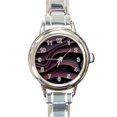 Dark Purple and Black Swoosh Round Italian Charm Watch