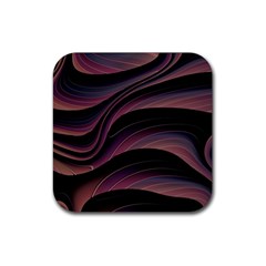 Dark Purple And Black Swoosh Rubber Coaster (square)  by SpinnyChairDesigns