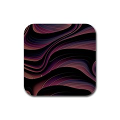 Dark Purple And Black Swoosh Rubber Square Coaster (4 Pack)  by SpinnyChairDesigns