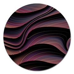 Dark Purple and Black Swoosh Magnet 5  (Round)