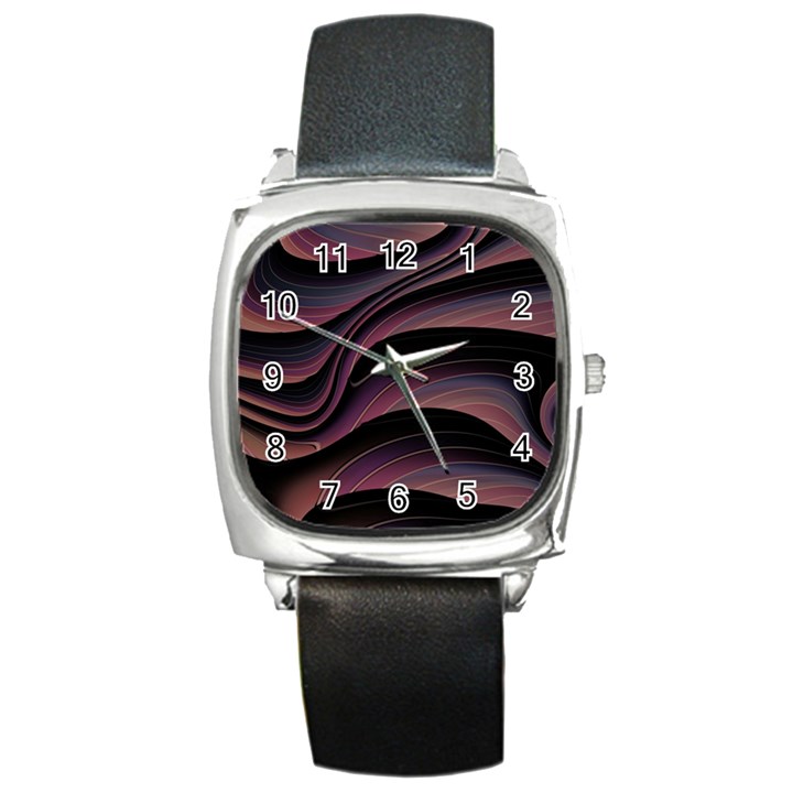 Dark Purple and Black Swoosh Square Metal Watch