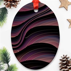 Dark Purple And Black Swoosh Oval Ornament (two Sides) by SpinnyChairDesigns