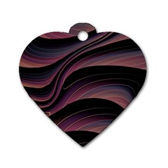 Dark Purple And Black Swoosh Dog Tag Heart (two Sides) by SpinnyChairDesigns