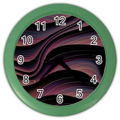 Dark Purple And Black Swoosh Color Wall Clock by SpinnyChairDesigns