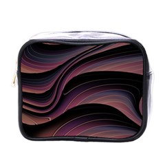 Dark Purple And Black Swoosh Mini Toiletries Bag (one Side) by SpinnyChairDesigns