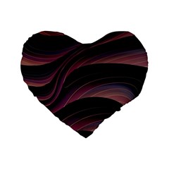 Dark Purple And Black Swoosh Standard 16  Premium Heart Shape Cushions by SpinnyChairDesigns