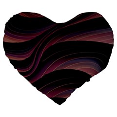 Dark Purple And Black Swoosh Large 19  Premium Heart Shape Cushions by SpinnyChairDesigns