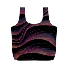 Dark Purple And Black Swoosh Full Print Recycle Bag (m) by SpinnyChairDesigns