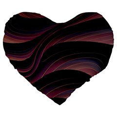 Dark Purple and Black Swoosh Large 19  Premium Flano Heart Shape Cushions