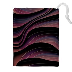 Dark Purple And Black Swoosh Drawstring Pouch (4xl) by SpinnyChairDesigns