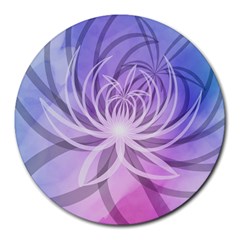 Watercolor Blue Purple Floral Pattern Round Mousepads by SpinnyChairDesigns