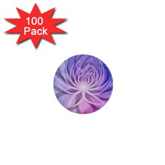 Watercolor Blue Purple Floral Pattern 1  Mini Buttons (100 Pack)  by SpinnyChairDesigns