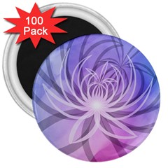 Watercolor Blue Purple Floral Pattern 3  Magnets (100 Pack) by SpinnyChairDesigns