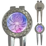 Watercolor Blue Purple Floral Pattern 3-in-1 Golf Divots Front