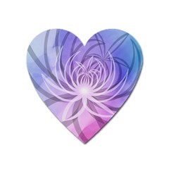 Watercolor Blue Purple Floral Pattern Heart Magnet by SpinnyChairDesigns