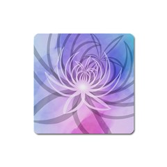 Watercolor Blue Purple Floral Pattern Square Magnet by SpinnyChairDesigns