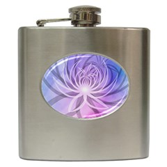 Watercolor Blue Purple Floral Pattern Hip Flask (6 Oz) by SpinnyChairDesigns