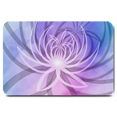 Watercolor Blue Purple Floral Pattern Large Doormat  by SpinnyChairDesigns