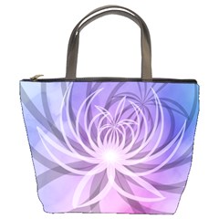 Watercolor Blue Purple Floral Pattern Bucket Bag by SpinnyChairDesigns