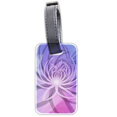 Watercolor Blue Purple Floral Pattern Luggage Tag (two Sides) by SpinnyChairDesigns