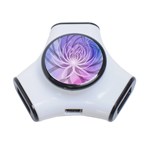 Watercolor Blue Purple Floral Pattern 3-Port USB Hub Front