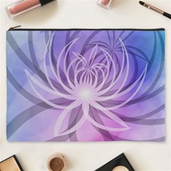 Watercolor Blue Purple Floral Pattern Cosmetic Bag (xxxl) by SpinnyChairDesigns