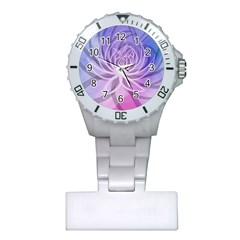 Watercolor Blue Purple Floral Pattern Plastic Nurses Watch by SpinnyChairDesigns