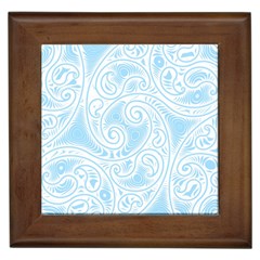 Light Blue And White Abstract Paisley Framed Tile by SpinnyChairDesigns