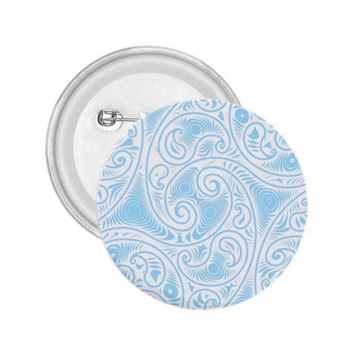 Light Blue and White Abstract Paisley 2.25  Buttons