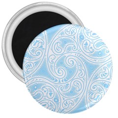 Light Blue And White Abstract Paisley 3  Magnets by SpinnyChairDesigns