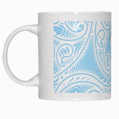 Light Blue And White Abstract Paisley White Mugs by SpinnyChairDesigns