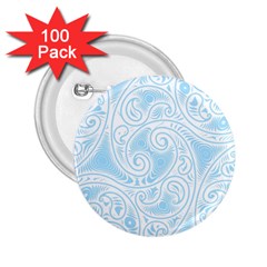 Light Blue And White Abstract Paisley 2 25  Buttons (100 Pack)  by SpinnyChairDesigns