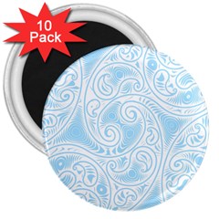 Light Blue And White Abstract Paisley 3  Magnets (10 Pack)  by SpinnyChairDesigns