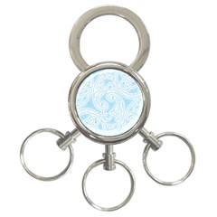 Light Blue And White Abstract Paisley 3-ring Key Chain by SpinnyChairDesigns