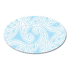 Light Blue And White Abstract Paisley Oval Magnet by SpinnyChairDesigns