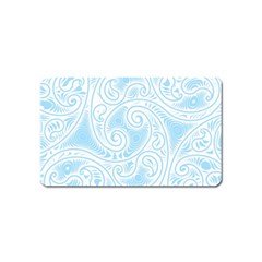 Light Blue And White Abstract Paisley Magnet (name Card) by SpinnyChairDesigns