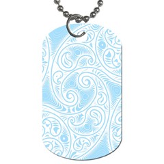 Light Blue And White Abstract Paisley Dog Tag (two Sides) by SpinnyChairDesigns