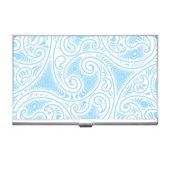 Light Blue And White Abstract Paisley Business Card Holder by SpinnyChairDesigns