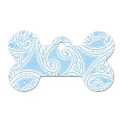 Light Blue And White Abstract Paisley Dog Tag Bone (two Sides) by SpinnyChairDesigns